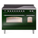 ILVE 48" Nostalgie II Series Freestanding Electric Double Oven Range with 8 Elements, Triple Glass Cool Door, Convection Oven, TFT Oven Control Display and Child Lock
