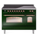 ILVE 48" Nostalgie II Series Freestanding Electric Double Oven Range with 8 Elements, Triple Glass Cool Door, Convection Oven, TFT Oven Control Display and Child Lock