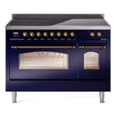 ILVE 48" Nostalgie II Series Freestanding Electric Double Oven Range with 8 Elements, Triple Glass Cool Door, Convection Oven, TFT Oven Control Display and Child Lock