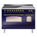 ILVE 48" Nostalgie II Series Freestanding Electric Double Oven Range with 8 Elements, Triple Glass Cool Door, Convection Oven, TFT Oven Control Display and Child Lock