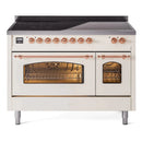 ILVE 48" Nostalgie II Series Freestanding Electric Double Oven Range with 8 Elements, Triple Glass Cool Door, Convection Oven, TFT Oven Control Display and Child Lock