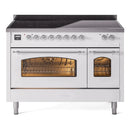 ILVE 48" Nostalgie II Series Freestanding Electric Double Oven Range with 8 Elements, Triple Glass Cool Door, Convection Oven, TFT Oven Control Display and Child Lock