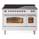 ILVE 48" Nostalgie II Series Freestanding Electric Double Oven Range with 8 Elements, Triple Glass Cool Door, Convection Oven, TFT Oven Control Display and Child Lock
