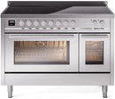 ILVE 48" Professional Plus II Series Freestanding Electric Double Oven Range with 8 Elements, Triple Glass Cool Door, Convection Oven, TFT Oven Control Display and Child Lock