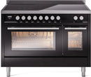 ILVE 48" Professional Plus II Series Freestanding Electric Double Oven Range with 8 Elements, Triple Glass Cool Door, Convection Oven, TFT Oven Control Display and Child Lock