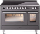 ILVE 48" Professional Plus II Series Freestanding Electric Double Oven Range with 8 Elements, Triple Glass Cool Door, Convection Oven, TFT Oven Control Display and Child Lock