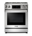 Thor Kitchen 5-Piece Appliance Package - 30-Inch Gas Range with Tilt Panel, Refrigerator with Water Dispenser, Dishwasher, Microwave Drawer, & Wine Cooler in Stainless Steel