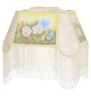 Meyda 14"L Reverse Painted Roses Fabric with Fringe Shade '10109
