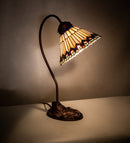 Meyda 18" High Tiffany Jeweled Peacock Desk Lamp- 106055