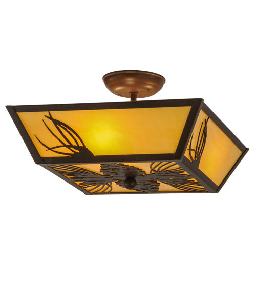 Meyda 15"Sq Mountain Pine Flushmount '108948