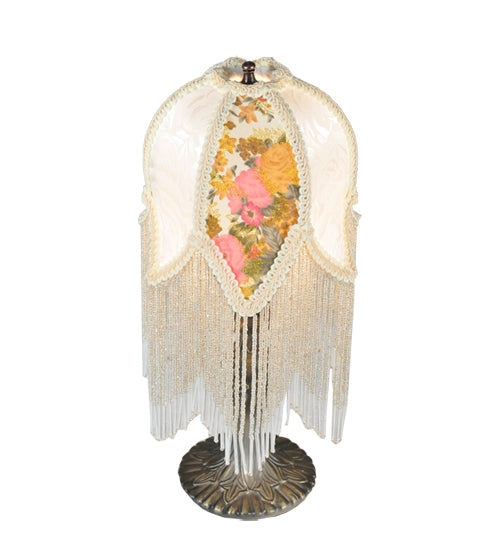 Meyda 15"H Fabric & Fringe Victorian Tulip Accent Lamp '109198