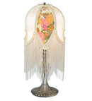 Meyda 15"H Fabric & Fringe Victorian Tulip Accent Lamp '109198