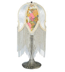 Meyda 15"H Fabric & Fringe Victorian Tulip Accent Lamp '109198