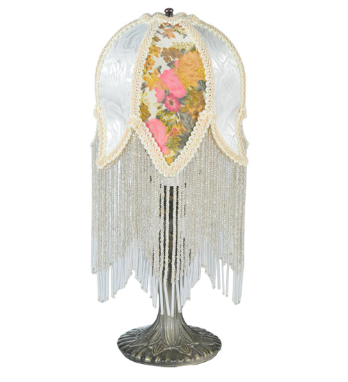 Meyda 15"H Fabric & Fringe Victorian Tulip Accent Lamp '109198