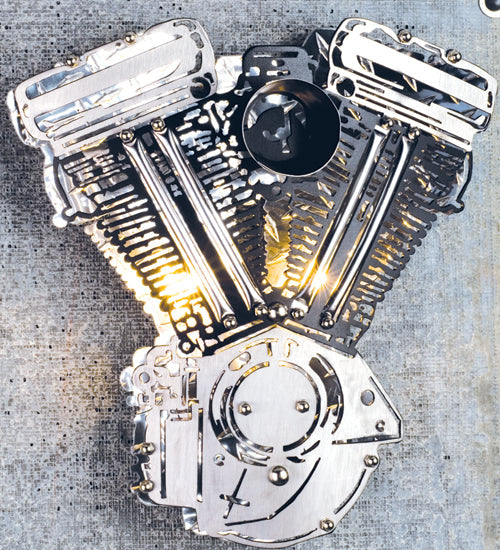 Meyda 15"Wide Black Motorcyle Motor Wall Sconce '10934