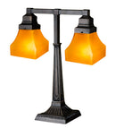Meyda 20"H Bungalow Frosted Amber 2 Arm Desk Lamp 111803