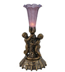 Meyda 12" High Lavender Tiffany Pond Lily Twin Cherub Mini Lamp 11642