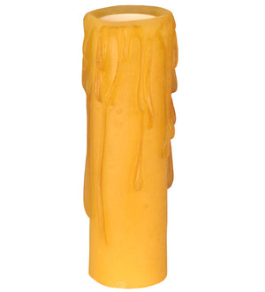 Meyda 1.25"W X 4"H Poly Resin Honey Amber Flat Top Candle Cover '118642