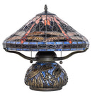 Meyda 16" High Tiffany Hanginghead Dragonfly Cone Table Lamp - 118749