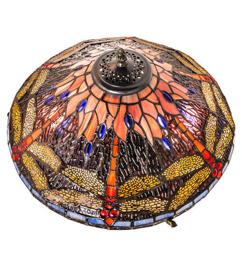 Meyda 16" High Tiffany Hanginghead Dragonfly Cone Table Lamp - 118749