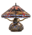 Meyda 16" High Tiffany Hanginghead Dragonfly Cone Table Lamp - 118749