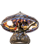Meyda 16" High Tiffany Hanginghead Dragonfly Cone Table Lamp - 118749