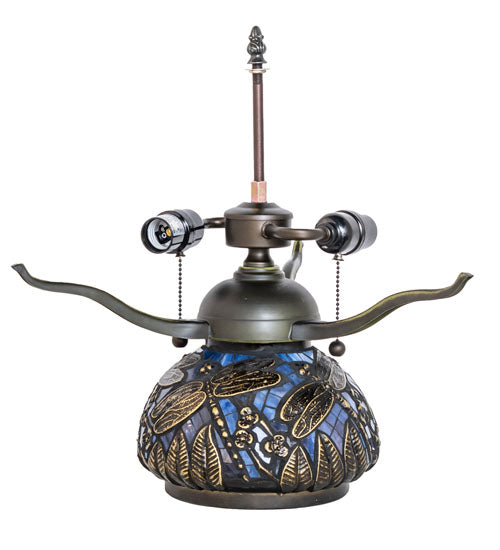 Meyda 16" High Tiffany Hanginghead Dragonfly Cone Table Lamp - 118749
