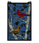 Meyda 13"W X 10"H Cardinals Morning Stained Glass Window '119436