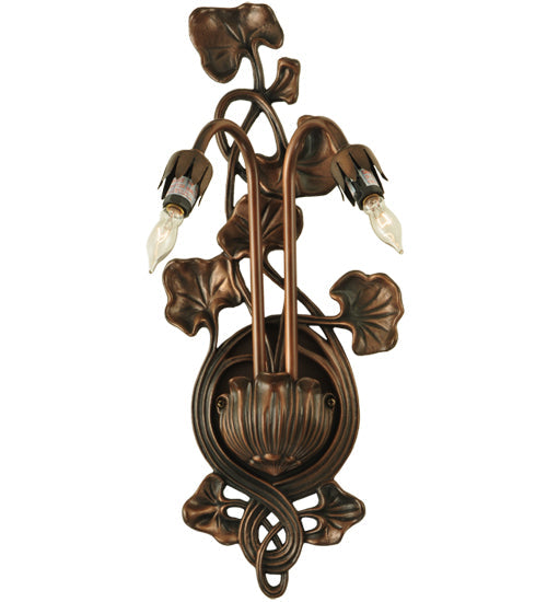 Meyda 11"W White Pond Lily 2 LT Wall Sconce 11239