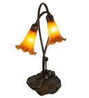 Meyda 16" High Amber Tiffany Pond Lily 2 LT Accent Lamp '12980