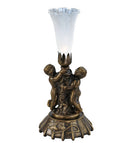 Meyda 12" High White Pond Lily Twin Cherub Mini Lamp 12989