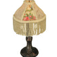 Meyda 10"H Fabric & Fringe Roses Mini Lamp '131721