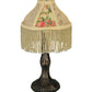 Meyda 10"H Fabric & Fringe Roses Mini Lamp '131721
