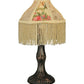 Meyda 10"H Fabric & Fringe Roses Mini Lamp '131721