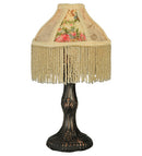 Meyda 10"H Fabric & Fringe Roses Mini Lamp '131721