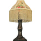 Meyda 10"H Fabric & Fringe Roses Mini Lamp '131721