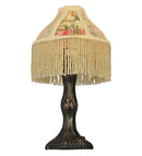 Meyda 10"H Fabric & Fringe Roses Mini Lamp '131721