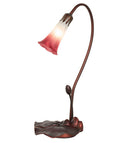 Meyda 16" High Pink/White Tiffany Pond Lily Accent Lamp '13509