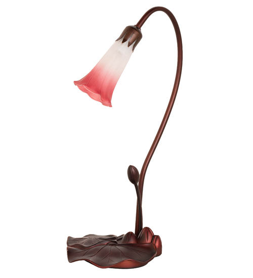 Meyda 16" High Pink/White Tiffany Pond Lily Accent Lamp '13509