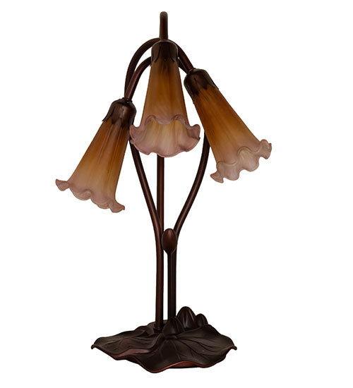 Meyda 16" High Amber/Purple Pond Lily 3 LT Table Base '13674