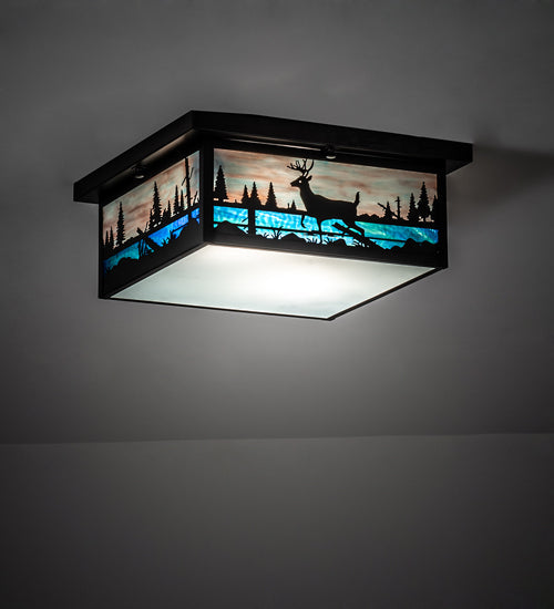 Meyda 16" Square Deer Creek Flushmount '136989