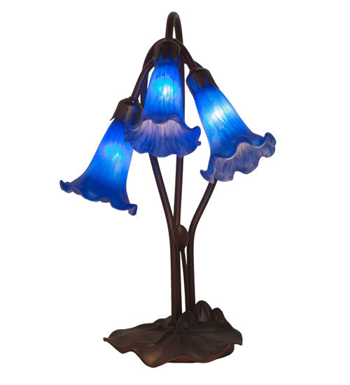 Meyda 16" High Blue Tiffany Pond Lily 3 LT Accent Lamp '13746