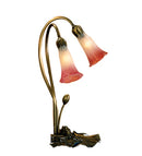 Meyda 16"H Pink/White Pond Lily 2 LT Accent Lamp '14170