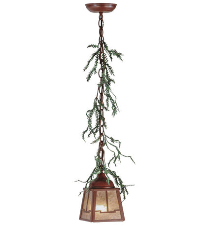 Meyda 5.5"sq Pine Branch Valley View Led Mini Pendant - 142074