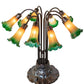 Meyda 24" High Amber/Green Tiffany Pond Lily 10 LT Table Lamp '14357