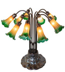 Meyda 24" High Amber/Green Tiffany Pond Lily 10 LT Table Lamp '14357