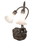 Meyda 16" High White Pond Lily 2 Light Accent Lamp '14654