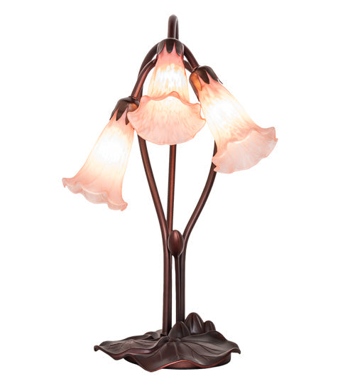 Meyda 16" High Pink Tiffany Pond Lily 3 Light Accent Lamp '14728