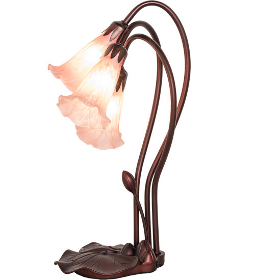 Meyda 16" High Pink Tiffany Pond Lily 3 Light Accent Lamp '14728