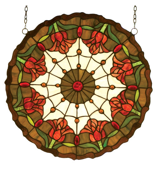 Meyda 18"W X 18"H Colonial Tulip Stained Glass Window '14757